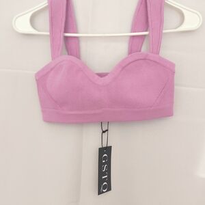 GSTQ Ribbed Bra Top Lilac Whisper Women's Size M/L Brand New With Tags